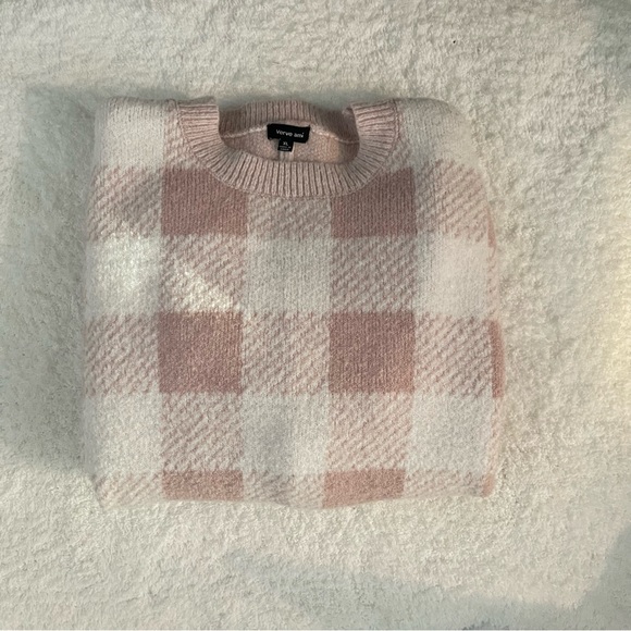 Verve Ami Women's Pink Buffalo Check Soft Button Back Long Sleeve Sweater XL - Picture 3 of 11